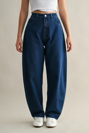 High waisted barrel jeans