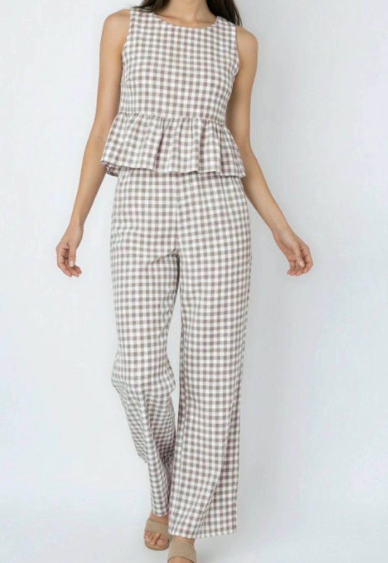 Gingham ruffle Two piece set