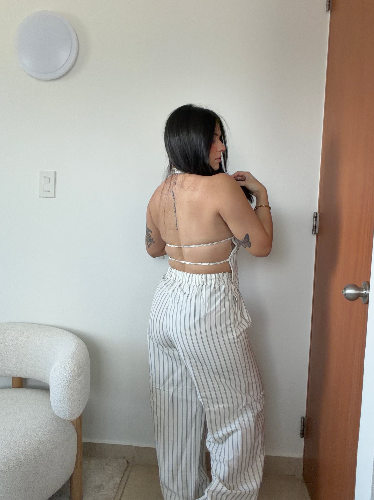Stripe Halter top and pant set